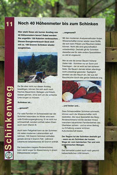 schild_schinkenweg.jpg - Der Schinkenweg ist insgesamt 12 km lang. Wegen des wechselhaften Wetters mit immer mal wieder Regen, haben wir leider nicht den ganzen Weg geschafft. Aber das holen wir bestimmt noch einmal nach.