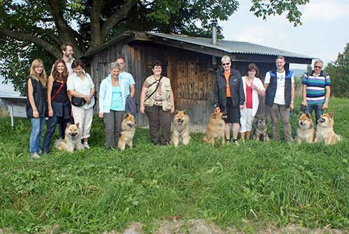 gruppe3.jpg - Gruppenfoto: Die Zweibeiner mit Levka, Limbo, Legro, Lomex, Chila, Kimbo und Lasca